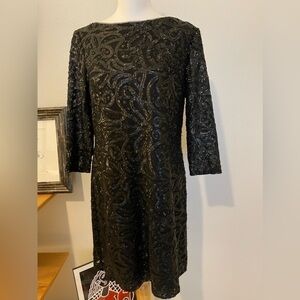 Lauren Ralph Lauren LBD Black Sequin Lace Dress in Size 8